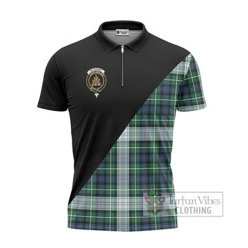 Mackenzie Dress Ancient Tartan Zipper Polo Shirt with Family Crest and Military Logo Style - Tartanvibesclothing Shop