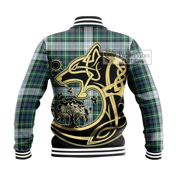 Mackenzie Dress Ancient Tartan Baseball Jacket with Family Crest Celtic Wolf Style - Tartan Vibes Clothing