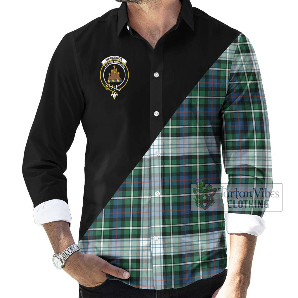 Mackenzie Dress Ancient Tartan Long Sleeve Button Shirt with Family Crest and Military Logo Style - Tartanvibesclothing Shop