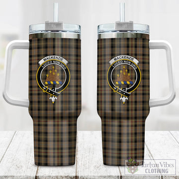 MacKenzie Hunting Tartan and Family Crest Tumbler with Handle