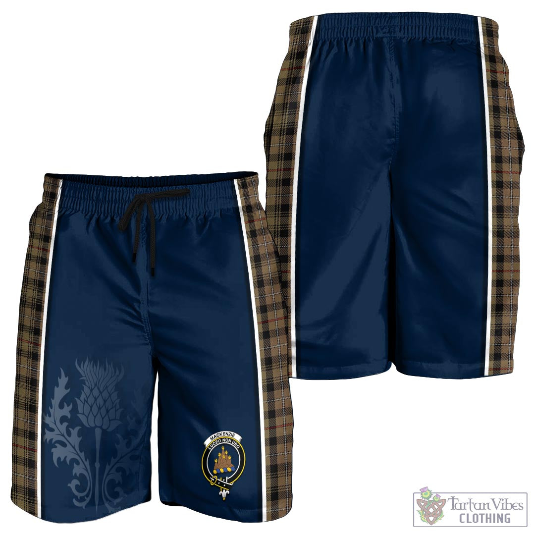Tartan Vibes Clothing MacKenzie Hunting Tartan Men's Shorts with Family Crest and Scottish Thistle Vibes Sport Style