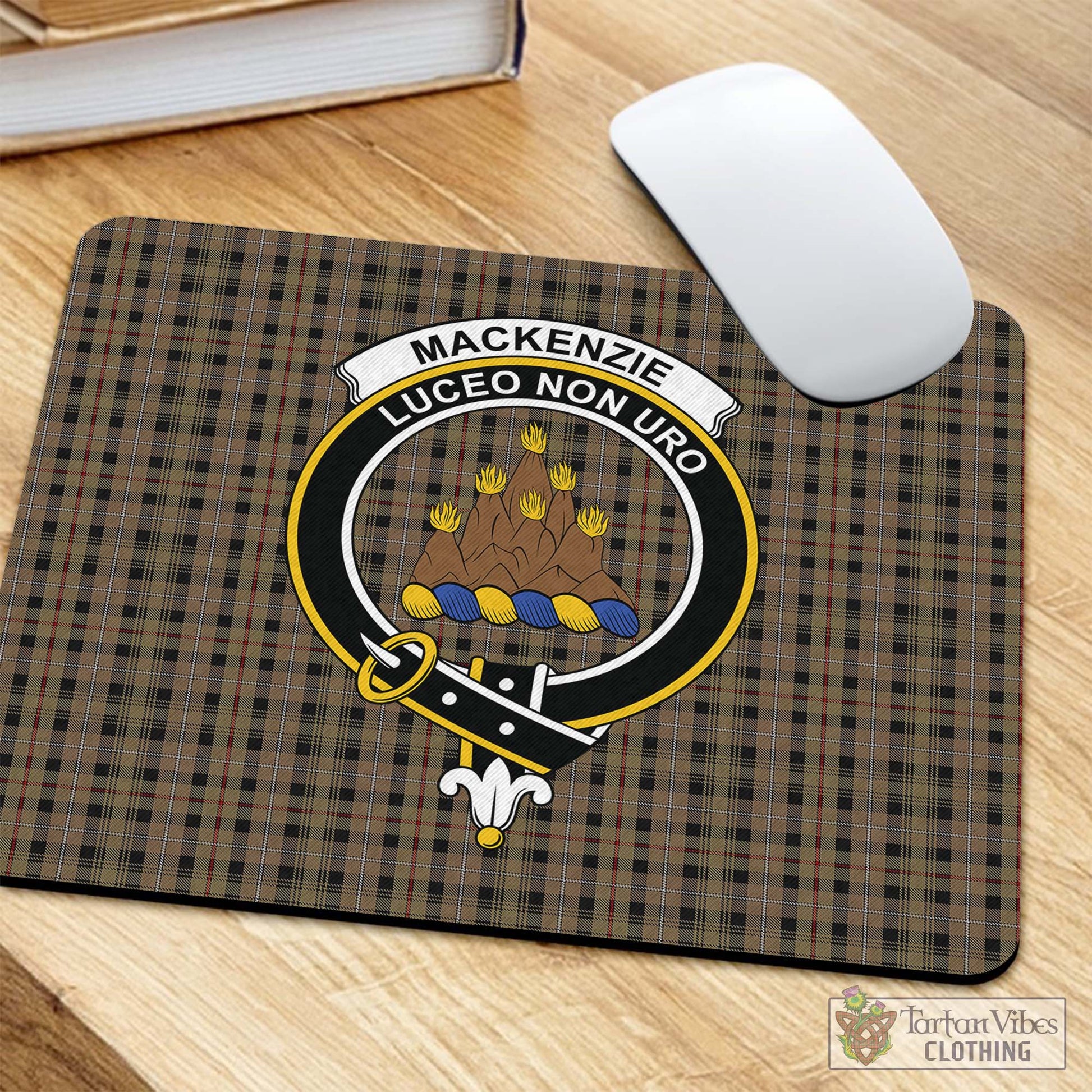 Tartan Vibes Clothing MacKenzie Hunting Tartan Mouse Pad with Family Crest