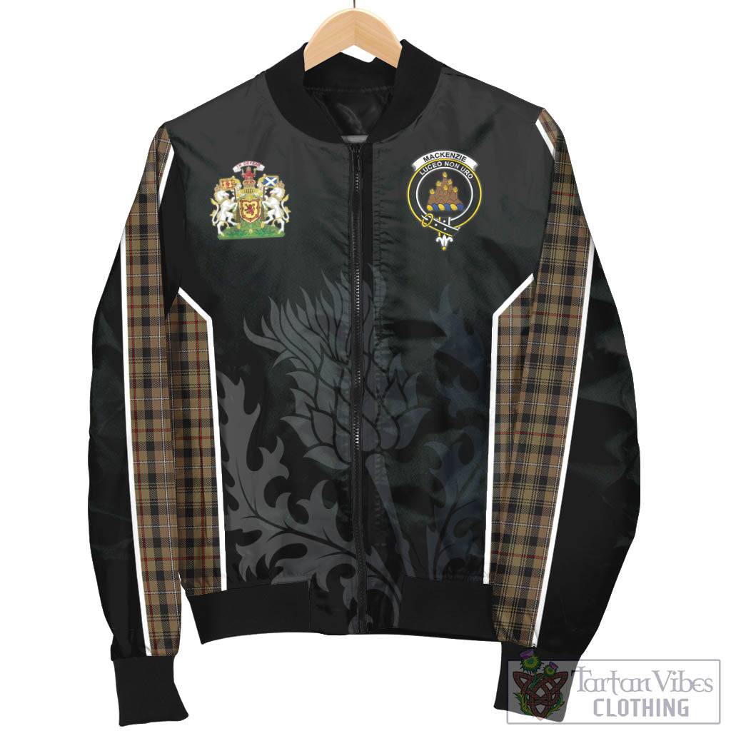 Tartan Vibes Clothing MacKenzie Hunting Tartan Bomber Jacket with Family Crest and Scottish Thistle Vibes Sport Style
