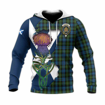 Tartan Vibes Clothing Mackenzie (Mckenzie) Tartan Family Crest Knitted Hoodie Scottish Thistle Celtic Inspired