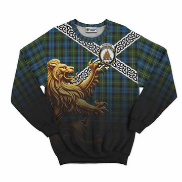 Mackenzie (Mckenzie) Crest Tartan Sweatshirt with Golden Lion Emblem Celtic Style