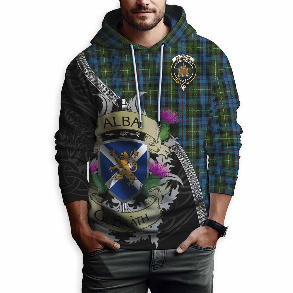 Tartan Vibes Clothing Mackenzie (Mckenzie) Tartan Family Crest Hoodie Lion Rampant Royal Thistle Shield Celtic Inspired