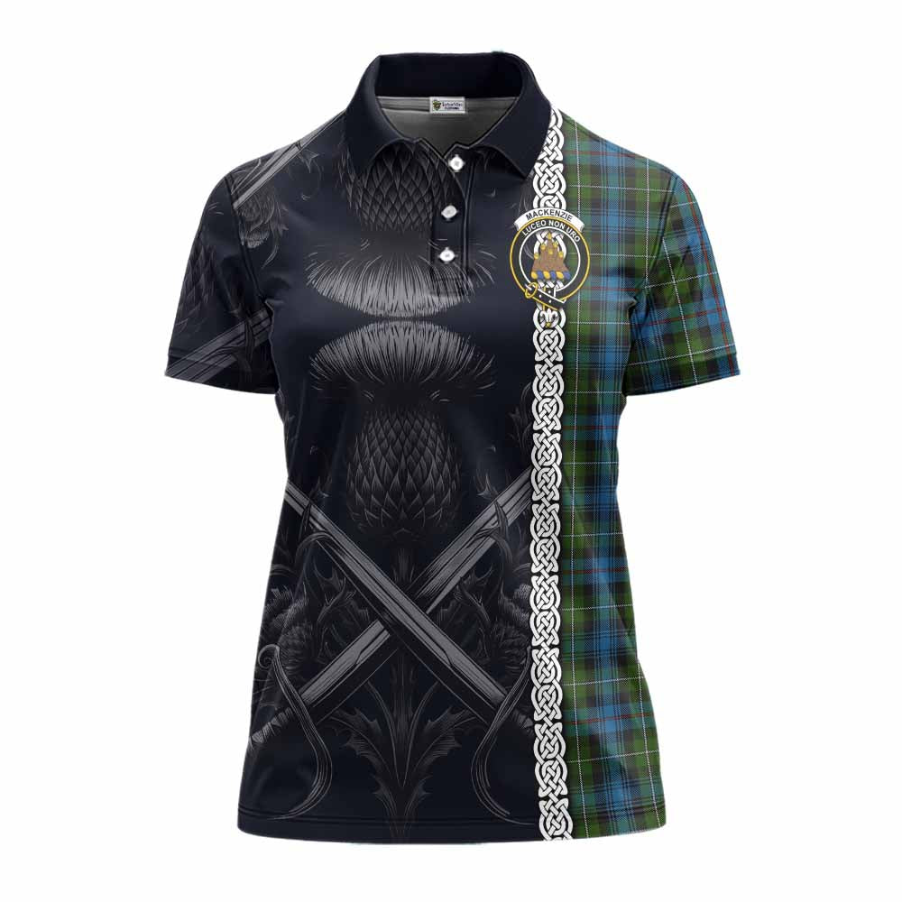 Tartan Vibes Clothing Mackenzie (Mckenzie) Tartan Women's Polo Shirt with Family Crest Cross Sword Thistle Celtic Vibes