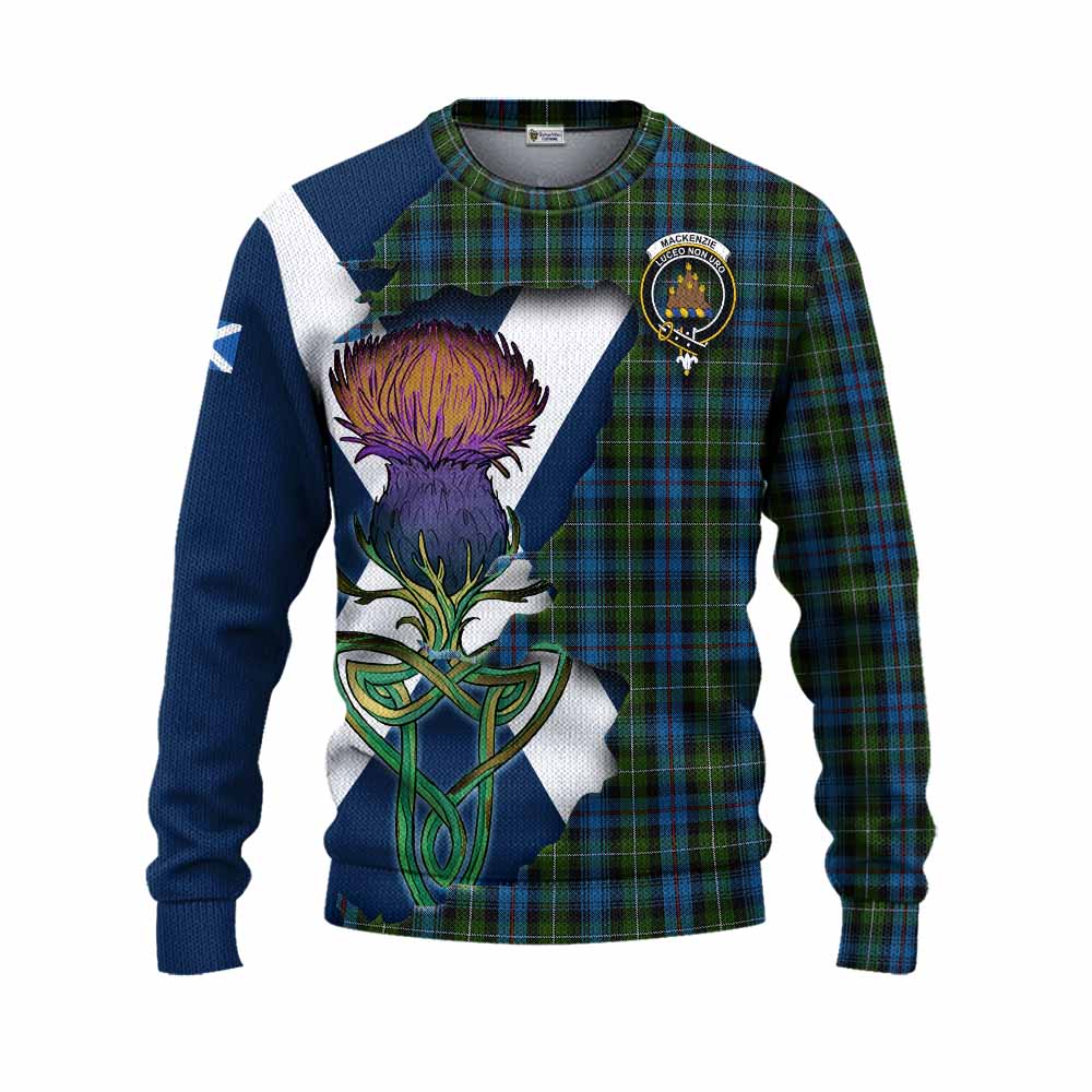 Tartan Vibes Clothing Mackenzie (Mckenzie) Tartan Family Crest Knitted Sweater Scottish Thistle Celtic Inspired