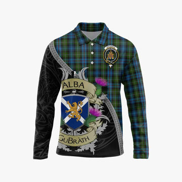 Tartan Vibes Clothing Mackenzie (Mckenzie) Tartan Family Crest Long Sleeve Polo Shirt Lion Rampant Royal Thistle Shield Celtic Inspired