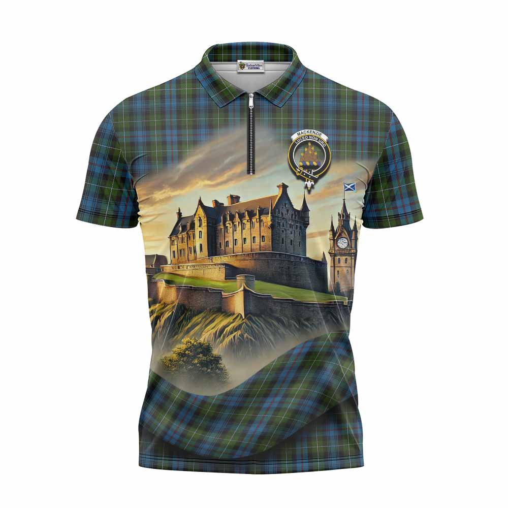 Tartan Vibes Clothing Mackenzie (Mckenzie) Tartan Family Crest Zipper Polo Shirt with Scottish Ancient Castle Stype