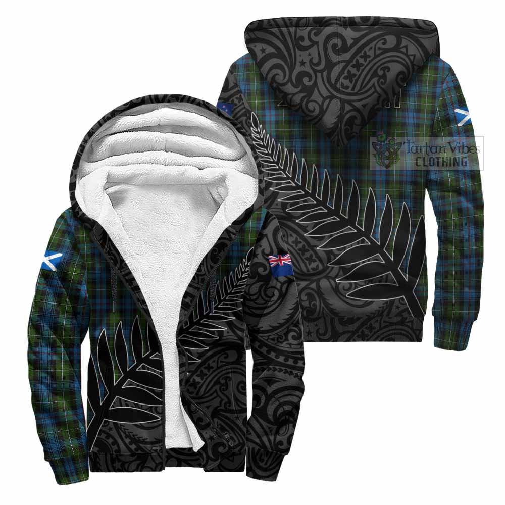 Tartan Vibes Clothing Mackenzie (Mckenzie) Crest Tartan Sherpa Hoodie with New Zealand Silver Fern Half Style