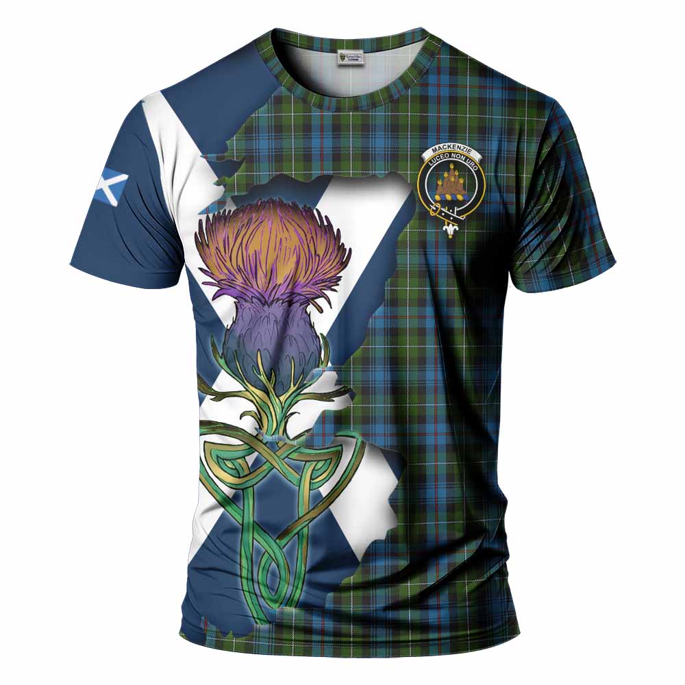 Tartan Vibes Clothing Mackenzie (Mckenzie) Tartan Family Crest T-Shirt Scottish Thistle Celtic Inspired