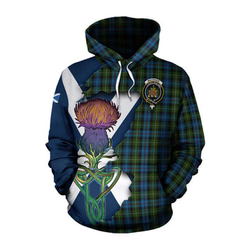 Tartan Vibes Clothing Mackenzie (Mckenzie) Tartan Family Crest Cotton Hoodie Scottish Thistle Celtic Inspired