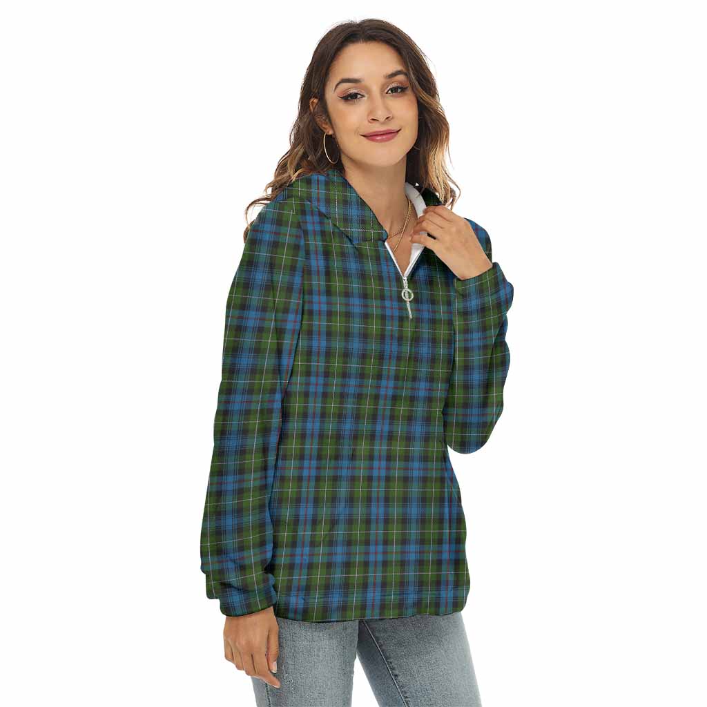 Tartan Vibes Clothing Mackenzie (Mckenzie) Tartan Women's Borg  Half Zip Fleece Hoodie