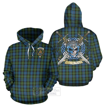 Tartan Vibes Clothing Mackenzie (Mckenzie) Tartan Hoodie with Family Crest Celtic Skull Style