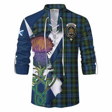 Tartan Vibes Clothing Mackenzie (Mckenzie) Tartan Family Crest Ghillie Kilt Shirt Scottish Thistle Celtic Inspired
