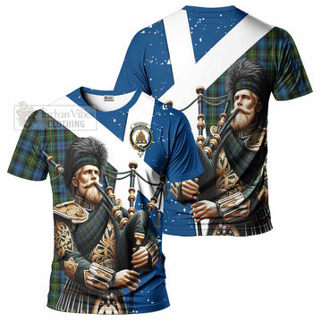 Tartan Vibes Clothing Mackenzie (Mckenzie) Tartan T-Shirt with Family Crest Scottish Bagpiper Vibes