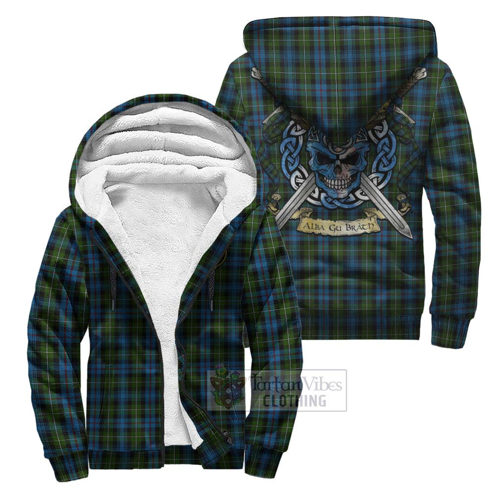 Tartan Vibes Clothing Mackenzie (Mckenzie) Tartan Sherpa Hoodie with Family Crest Celtic Skull Style