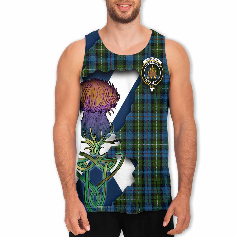 Tartan Vibes Clothing Mackenzie (Mckenzie) Tartan Family Crest Men's Tank Top Scottish Thistle Celtic Inspired