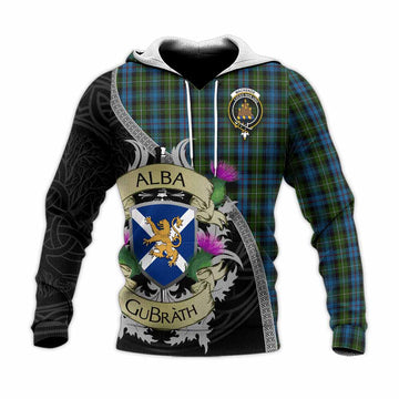 Tartan Vibes Clothing Mackenzie (Mckenzie) Tartan Family Crest Knitted Hoodie Lion Rampant Royal Thistle Shield Celtic Inspired