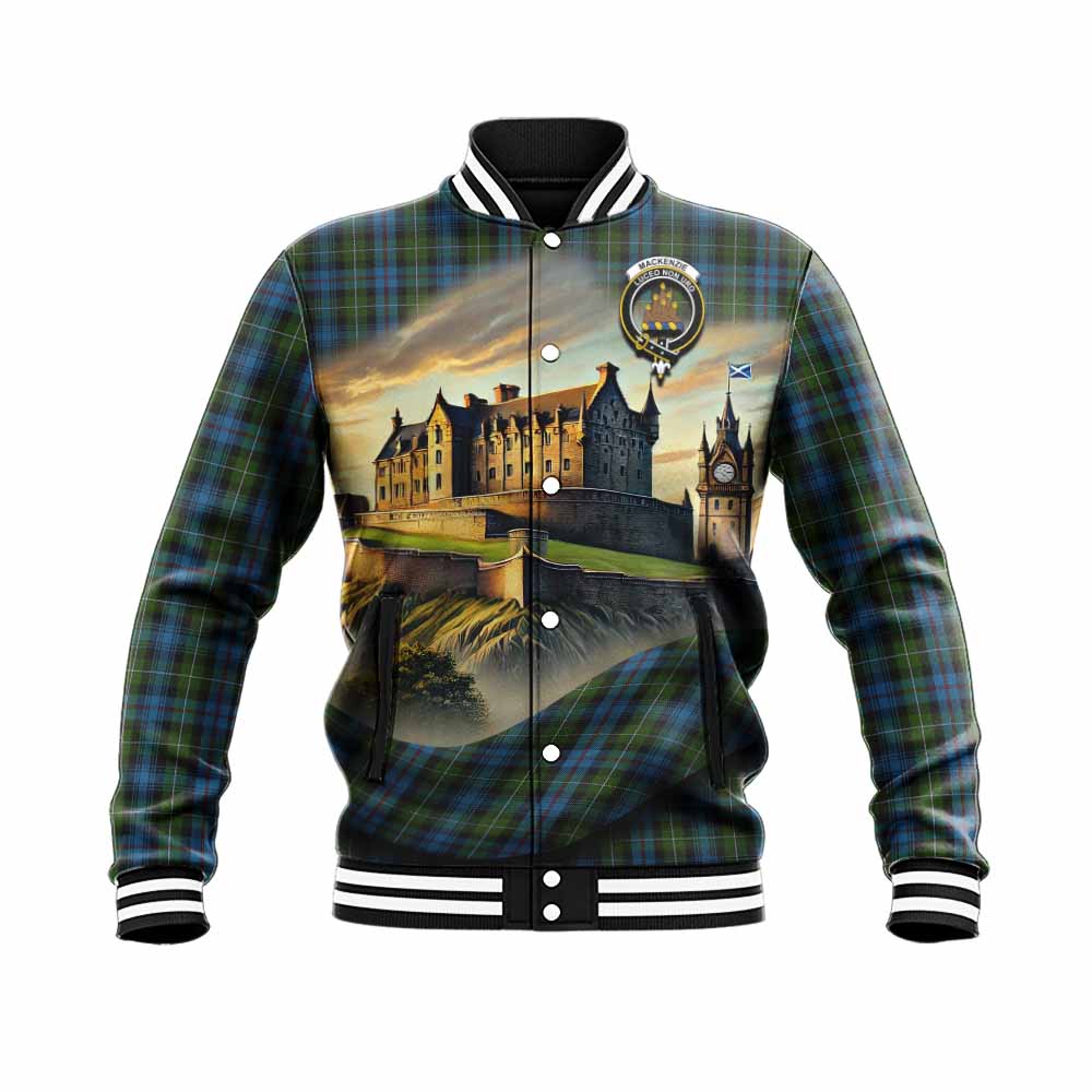 Tartan Vibes Clothing Mackenzie (Mckenzie) Tartan Family Crest Baseball Jacket with Scottish Ancient Castle Style