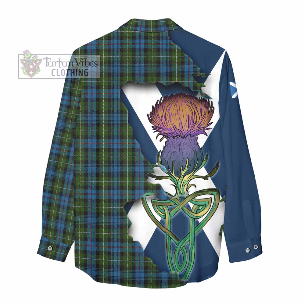 Tartan Vibes Clothing Mackenzie (Mckenzie) Tartan Family Crest Women's Casual Shirt Scottish Thistle Celtic Inspired