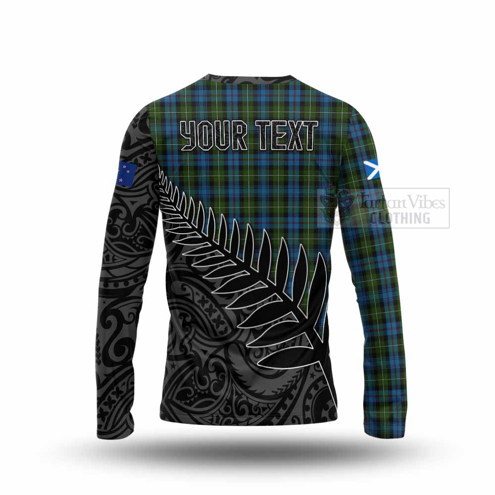 Tartan Vibes Clothing Mackenzie (Mckenzie) Crest Tartan Long Sleeve T-Shirt with New Zealand Silver Fern Half Style
