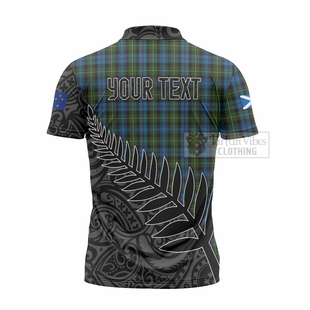 Tartan Vibes Clothing Mackenzie (Mckenzie) Crest Tartan Zipper Polo Shirt with New Zealand Silver Fern Half Style