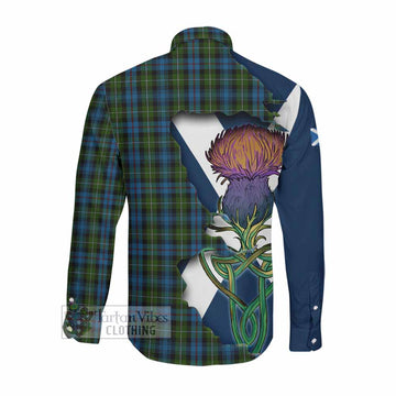 Mackenzie (Mckenzie) Tartan Family Crest Long Sleeve Button Shirt Scottish Thistle Celtic Inspired