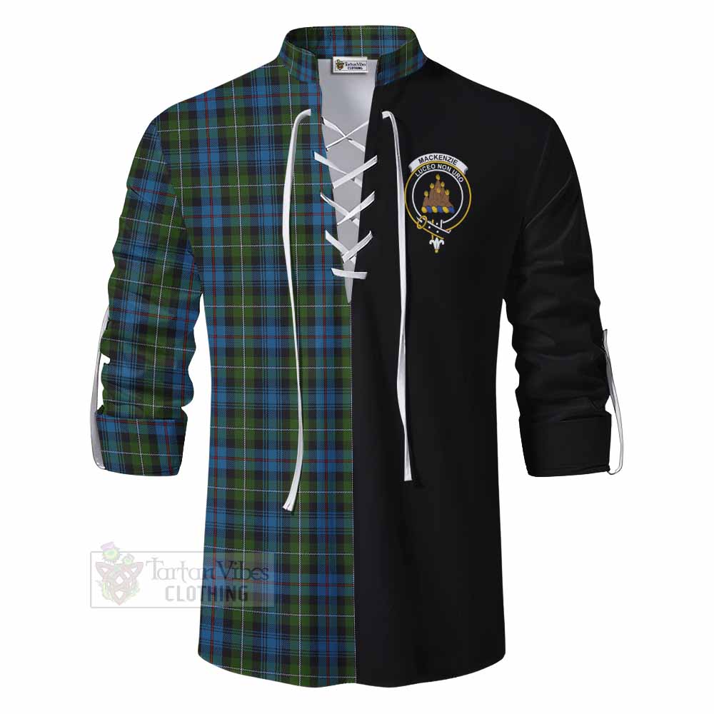 Tartan Vibes Clothing Mackenzie (Mckenzie) Tartan Ghillie Kilt Shirt with Family Crest and Half Of Me Style