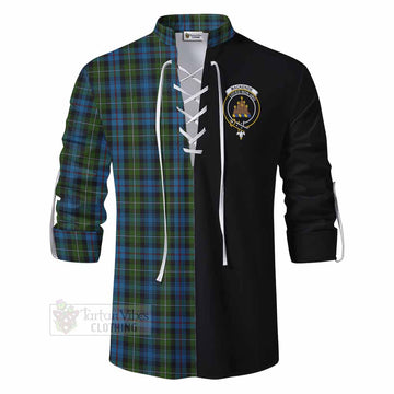 Tartan Vibes Clothing Mackenzie (Mckenzie) Tartan Ghillie Kilt Shirt with Family Crest and Half Of Me Style