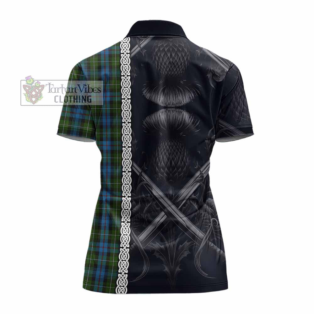 Tartan Vibes Clothing Mackenzie (Mckenzie) Tartan Women's Polo Shirt with Family Crest Cross Sword Thistle Celtic Vibes