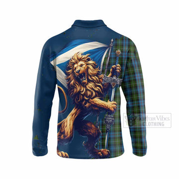 Tartan Vibes Clothing Mackenzie (Mckenzie) Tartan Family Crest Long Sleeve Polo Shirt with Scottish Majestic Lion