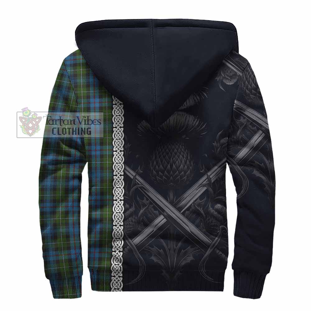 Tartan Vibes Clothing Mackenzie (Mckenzie) Tartan Sherpa Hoodie with Family Crest Cross Sword Thistle Celtic Vibes