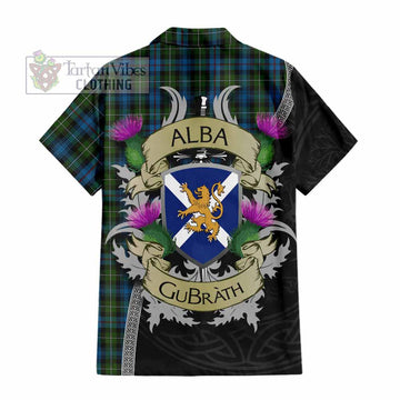 Tartan Vibes Clothing Mackenzie (Mckenzie) Tartan Family Crest Short Sleeve Button Shirt Lion Rampant Royal Thistle Shield Celtic Inspired