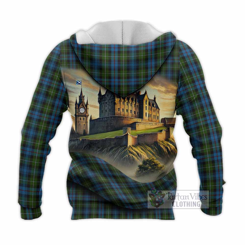 Tartan Vibes Clothing Mackenzie (Mckenzie) Tartan Family Crest Knitted Hoodie with Scottish Ancient Castle Style