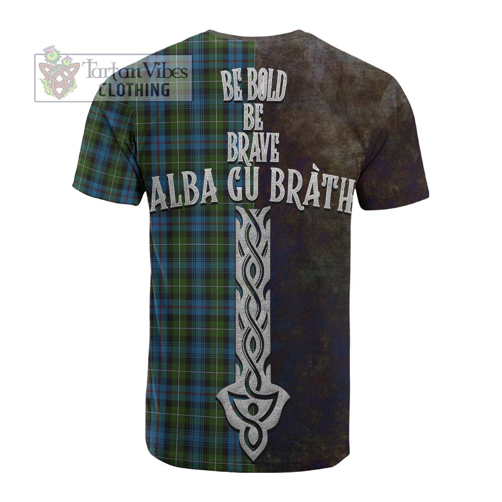 Tartan Vibes Clothing Mackenzie (Mckenzie) Tartan Family Crest Cotton T-shirt Alba Gu Brath Be Brave Lion Ancient Style