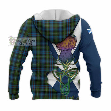 Tartan Vibes Clothing Mackenzie (Mckenzie) Tartan Family Crest Knitted Hoodie Scottish Thistle Celtic Inspired