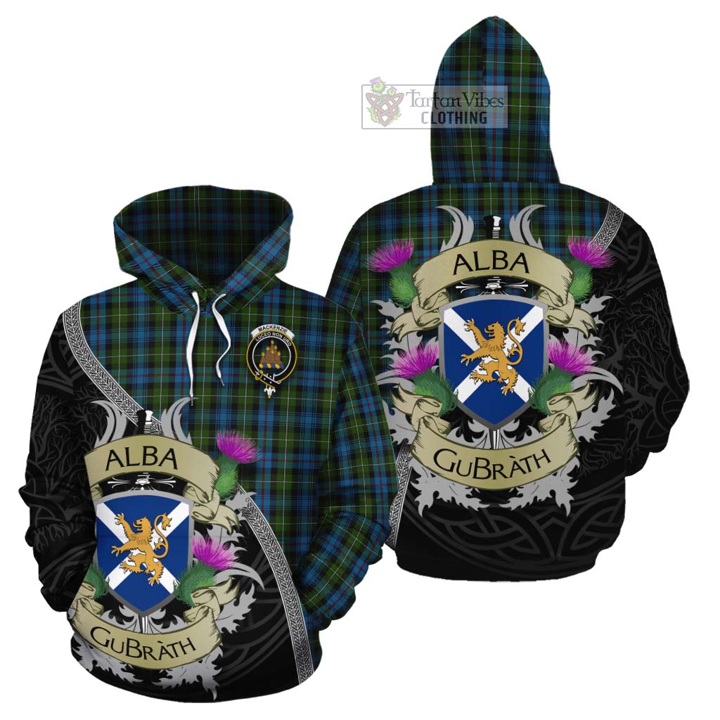 Tartan Vibes Clothing Mackenzie (Mckenzie) Tartan Family Crest Cotton Hoodie Lion Rampant Royal Thistle Shield Celtic Inspired