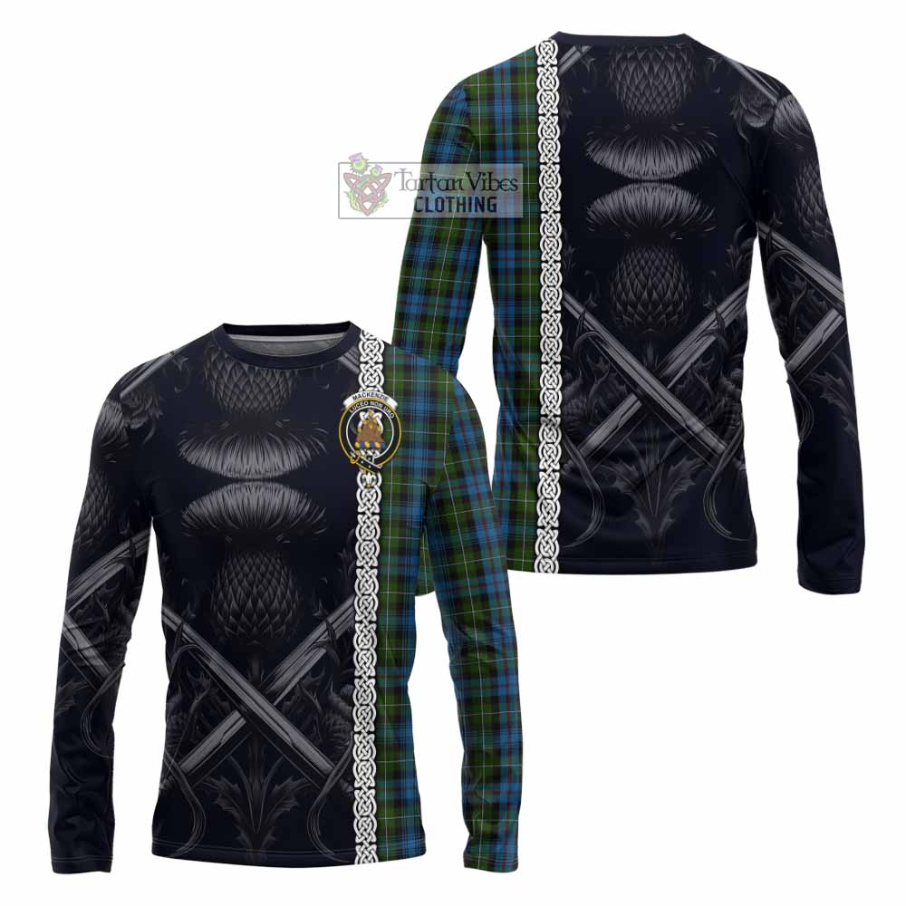 Tartan Vibes Clothing Mackenzie (Mckenzie) Tartan Long Sleeve T-Shirt with Family Crest Cross Sword Thistle Celtic Vibes