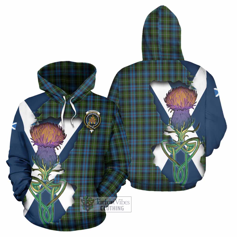 Tartan Vibes Clothing Mackenzie (Mckenzie) Tartan Family Crest Hoodie Scottish Thistle Celtic Inspired