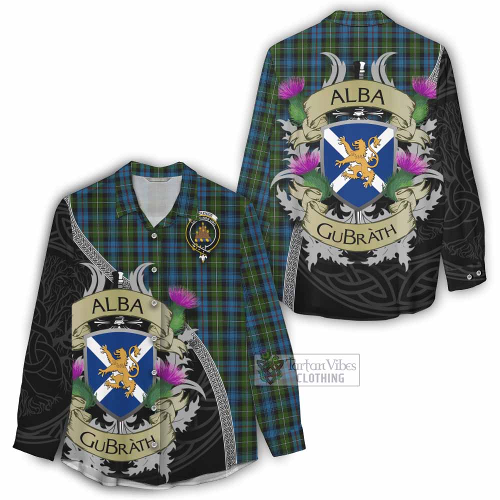 Tartan Vibes Clothing Mackenzie (Mckenzie) Tartan Family Crest Women's Casual Shirt Lion Rampant Royal Thistle Shield Celtic Inspired