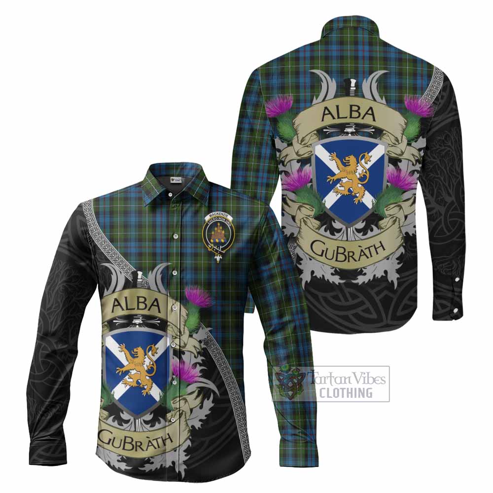 Tartan Vibes Clothing Mackenzie (Mckenzie) Tartan Family Crest Long Sleeve Button Shirt Lion Rampant Royal Thistle Shield Celtic Inspired