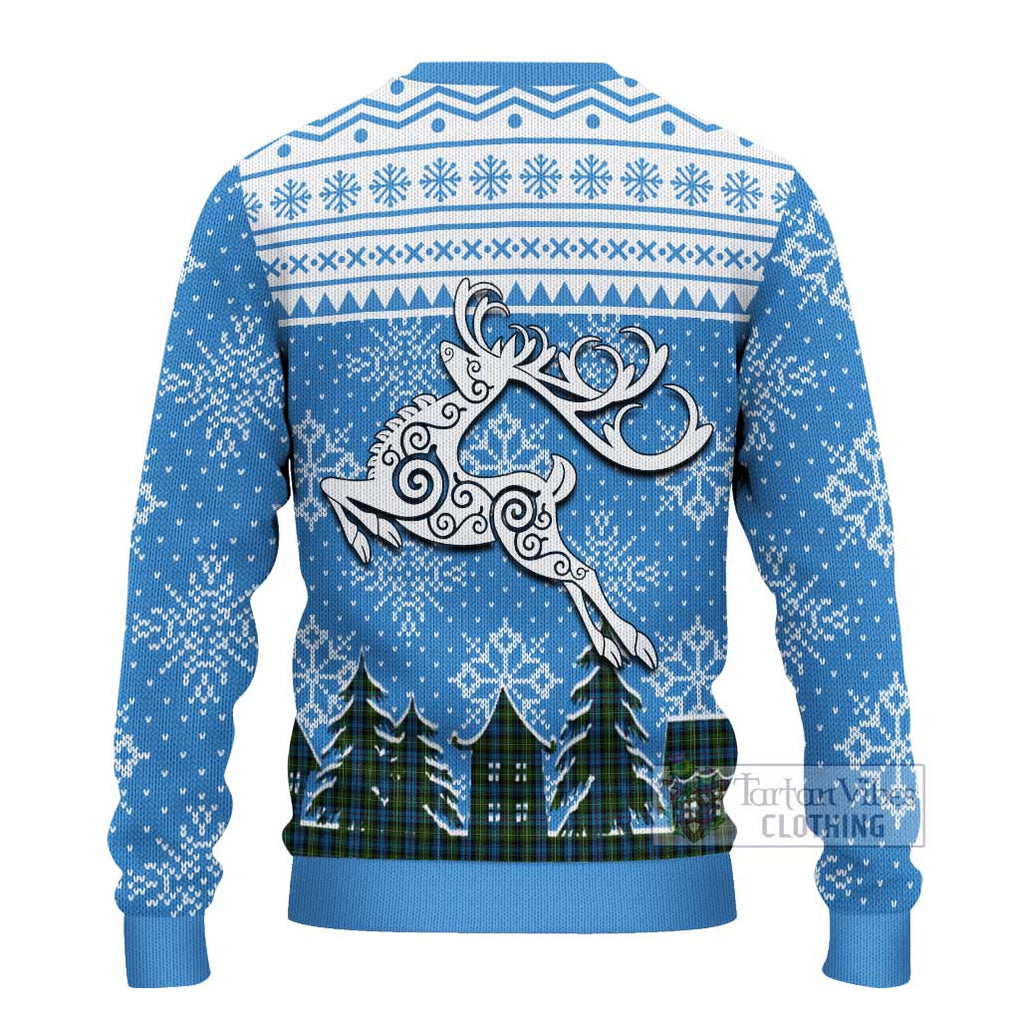 Tartan Vibes Clothing Mackenzie (Mckenzie) Clan Christmas Ugly Sweater with Tartan and Celtic Raindeer Style
