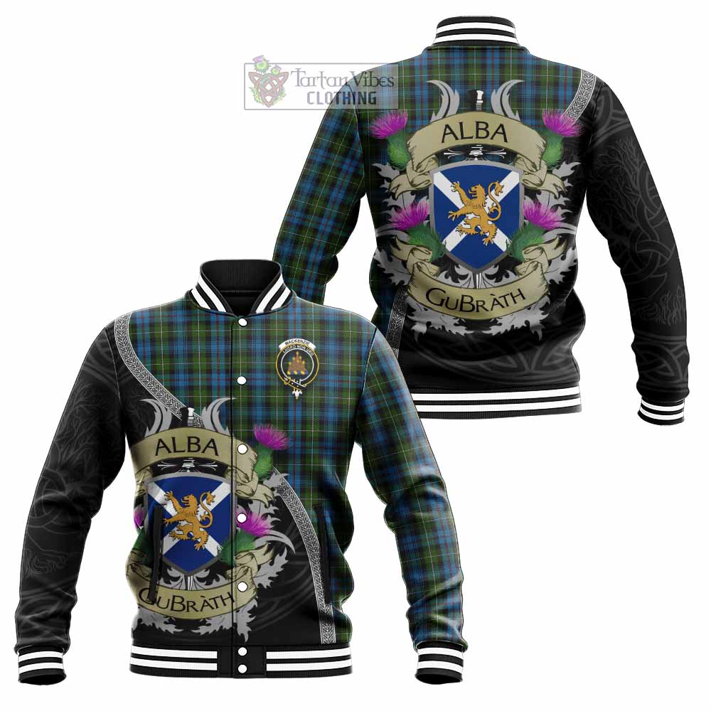 Tartan Vibes Clothing Mackenzie (Mckenzie) Tartan Family Crest Baseball Jacket Lion Rampant Royal Thistle Shield Celtic Inspired