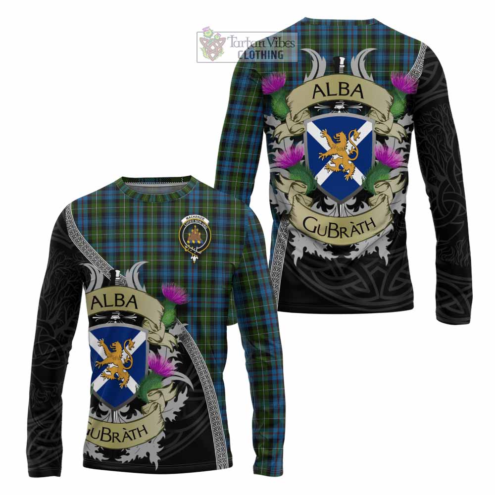 Tartan Vibes Clothing Mackenzie (Mckenzie) Tartan Family Crest Long Sleeve T-Shirt Lion Rampant Royal Thistle Shield Celtic Inspired