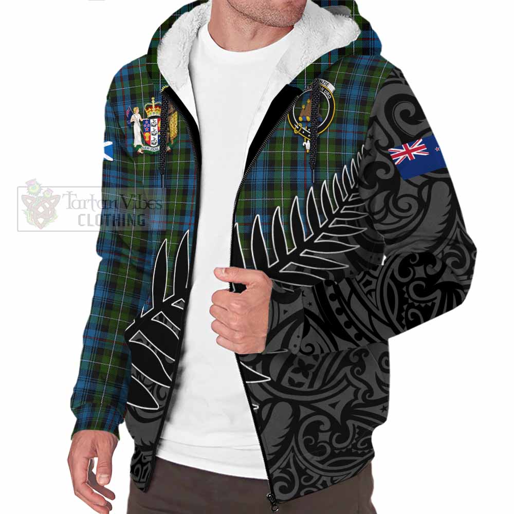 Tartan Vibes Clothing Mackenzie (Mckenzie) Crest Tartan Sherpa Hoodie with New Zealand Silver Fern Half Style