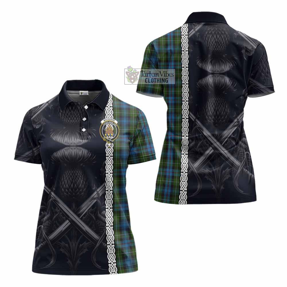 Tartan Vibes Clothing Mackenzie (Mckenzie) Tartan Women's Polo Shirt with Family Crest Cross Sword Thistle Celtic Vibes