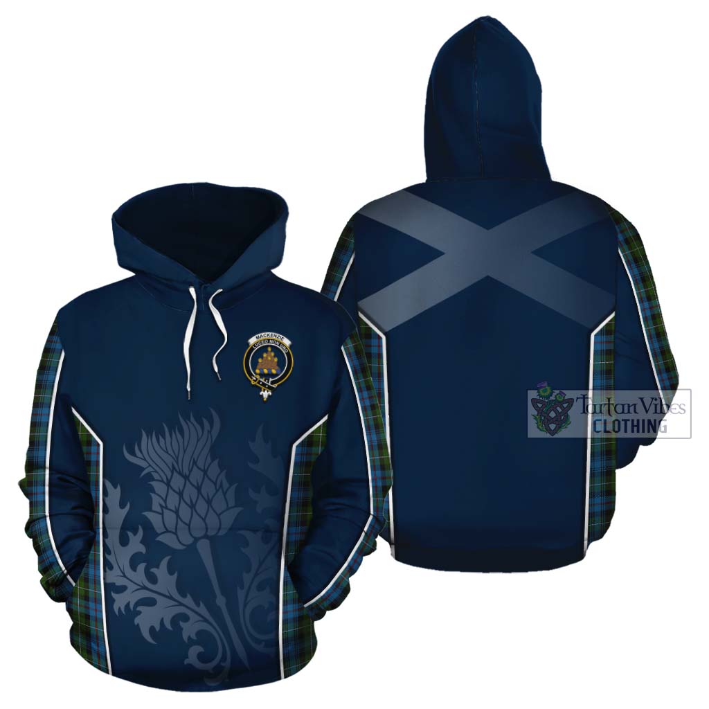 Tartan Vibes Clothing Mackenzie (Mckenzie) Tartan Cotton Hoodie with Family Crest and Scottish Thistle Vibes Sport Style