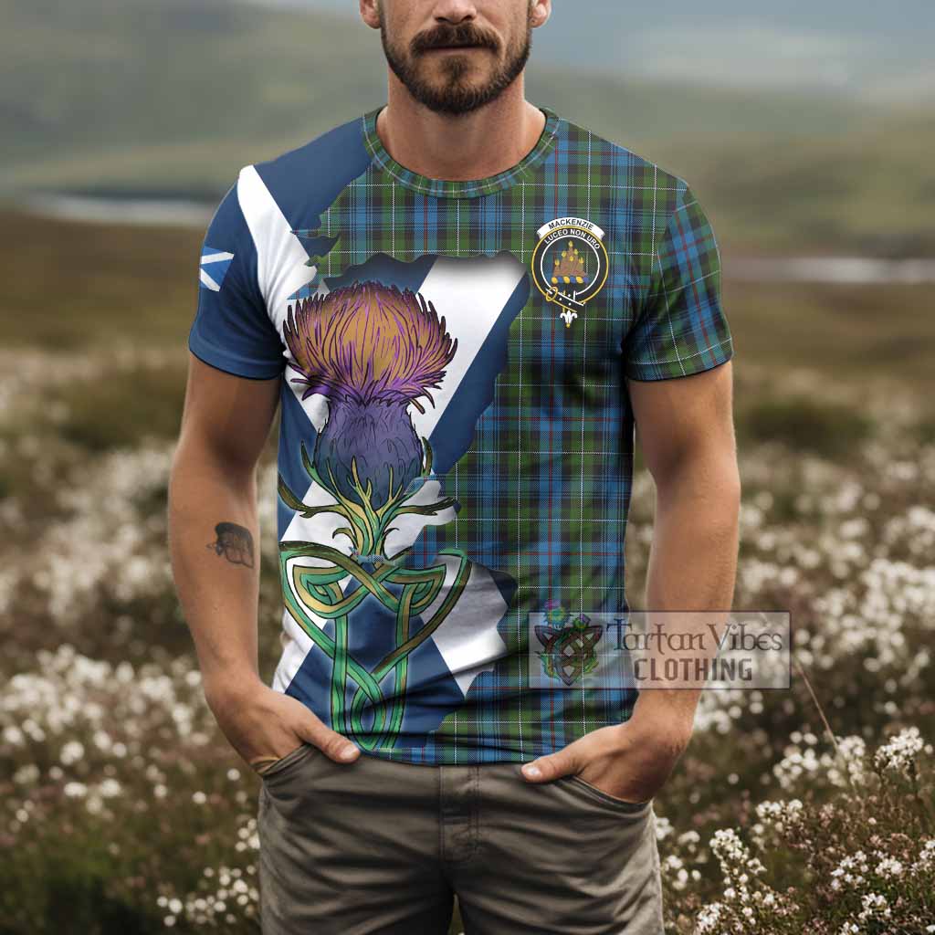 Tartan Vibes Clothing Mackenzie (Mckenzie) Tartan Family Crest T-Shirt Scottish Thistle Celtic Inspired